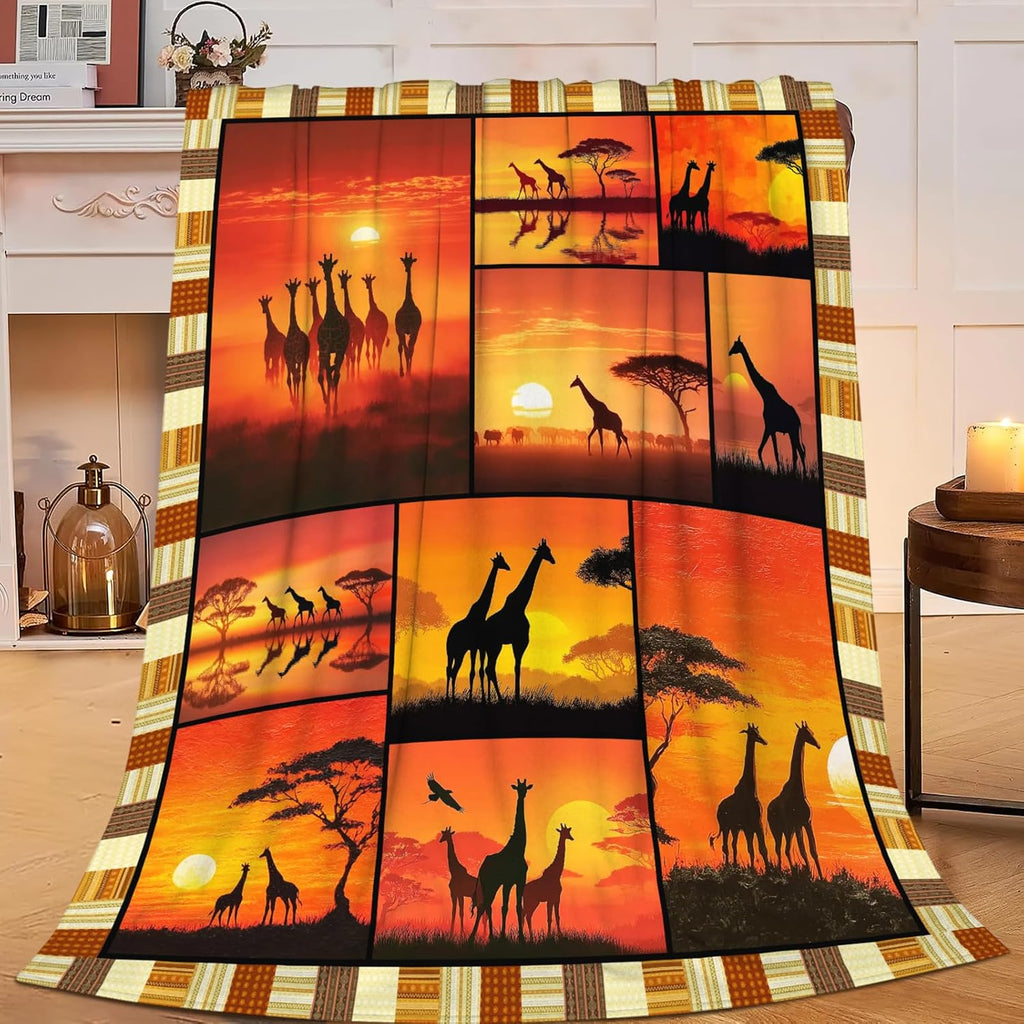 Giraffe Throw Blanket Giraffe Stuff Gifts for Kids Girls Boys Adults Women Men Soft Cozy Warm Plush Fluffy Fuzzy Fleece Blanket Decor 50''X60''