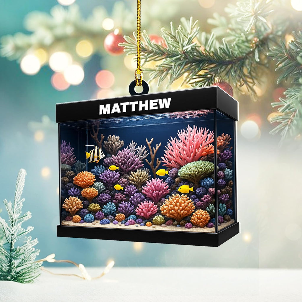 Personalized Aquarium Fish Tank Christmas Ornament 2025, Custom Name Clownfish Holiday Tree Decoration, Unique Keepsake Gift for Fish Lovers, Pet Owners, Kids, Aquarists (ON3)