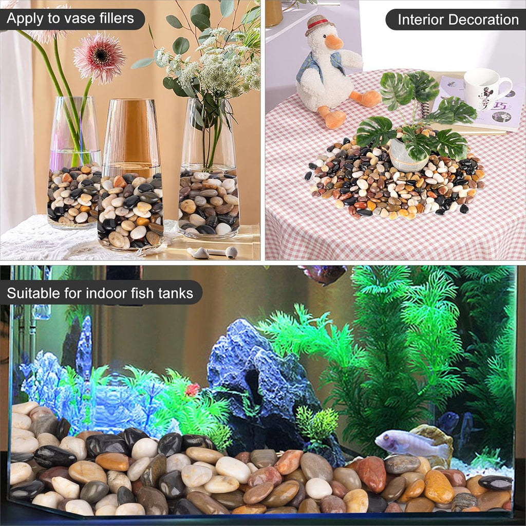 15 lbs River Stones and Pebbles can be Used for Gardening; Aquarium Rocks and Gravel are Suitable for Fish Tank decorationsand Sand Pebbles