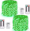JMEXSUSS 2 Pack Green Fairy Lights Battery Operated, Total 200 LED 66ft Twinkle String Lights with Remote, 8 Modes Christmas Lights for Tree Wreath Fireplace Indoor Outdoor Halloween Xmas Decor