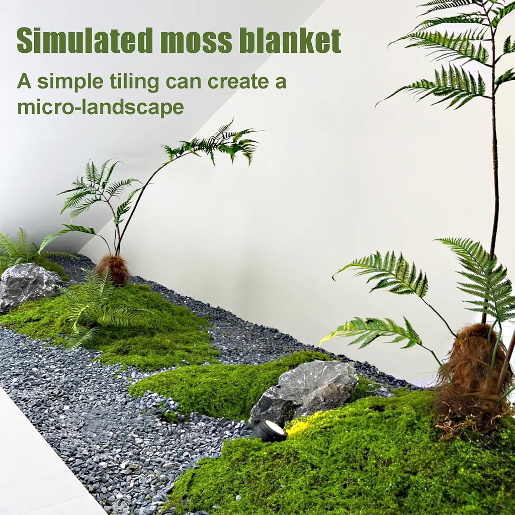 Preserved Green Moss Mat for Decoration Carpet Grass Wall, Natural Decorative for Plants Indoor with Base Fabric, Artificial Moss Mat for Wedding, Floral DIY (19.68 * 39.37 inch)