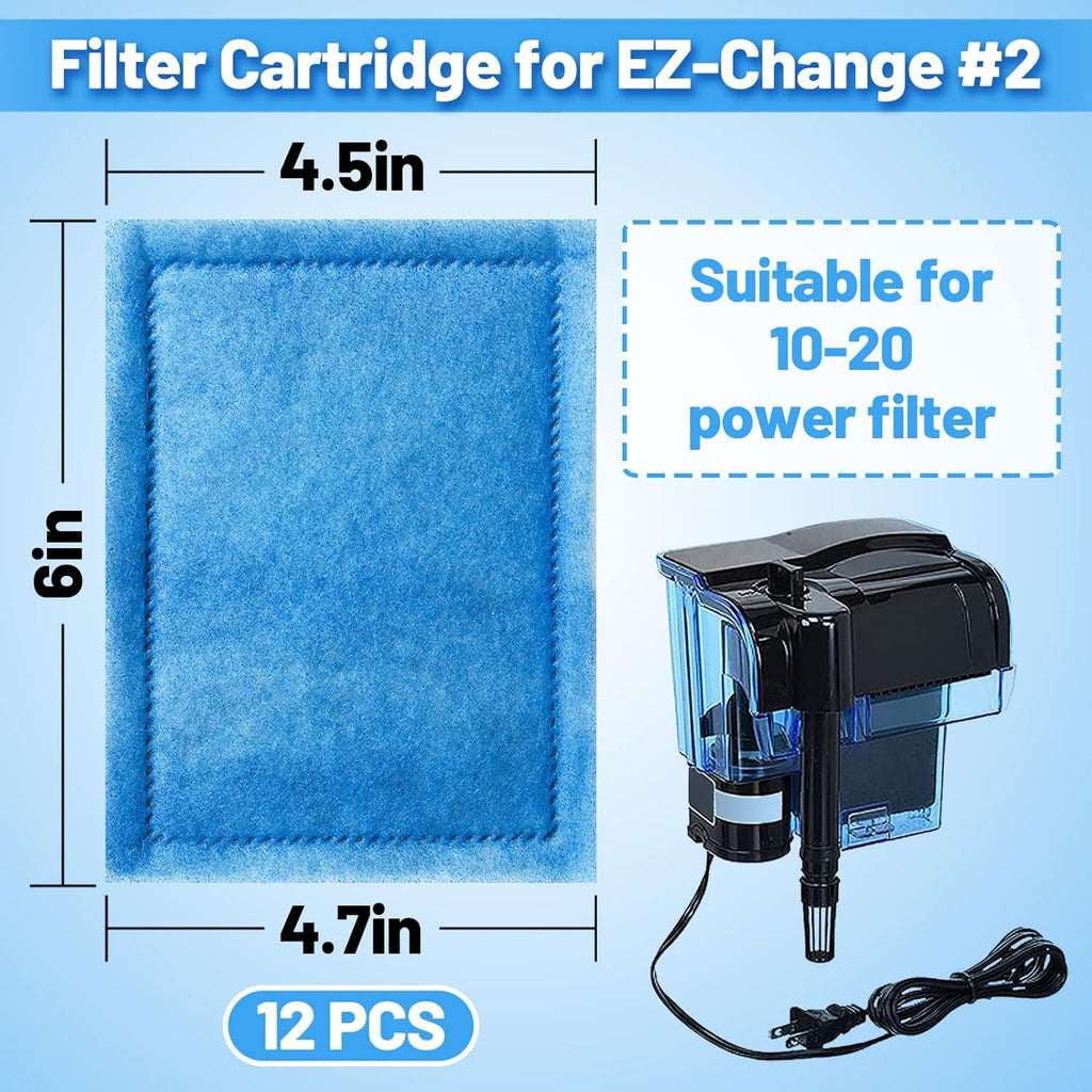MEWTOGO 12 Pcs Aquarium Filter Replacement Cartridge Compatible with Aqua-Tech EZ-Change #2, Fish Tank Filters for 10-20 Power Filters