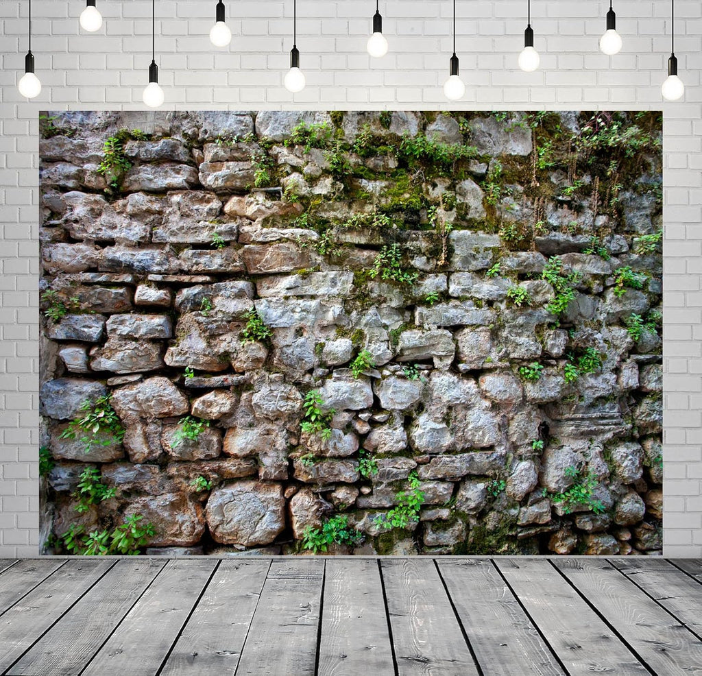 BELECO 20x10ft Fabric Vintage Brick Stone Wall Backdrop for Photography Overgrown Wall Ancient Rock Wall Textured Background Medieval Castle Stone Wall for Party Decorations Studio Booth Photo Props