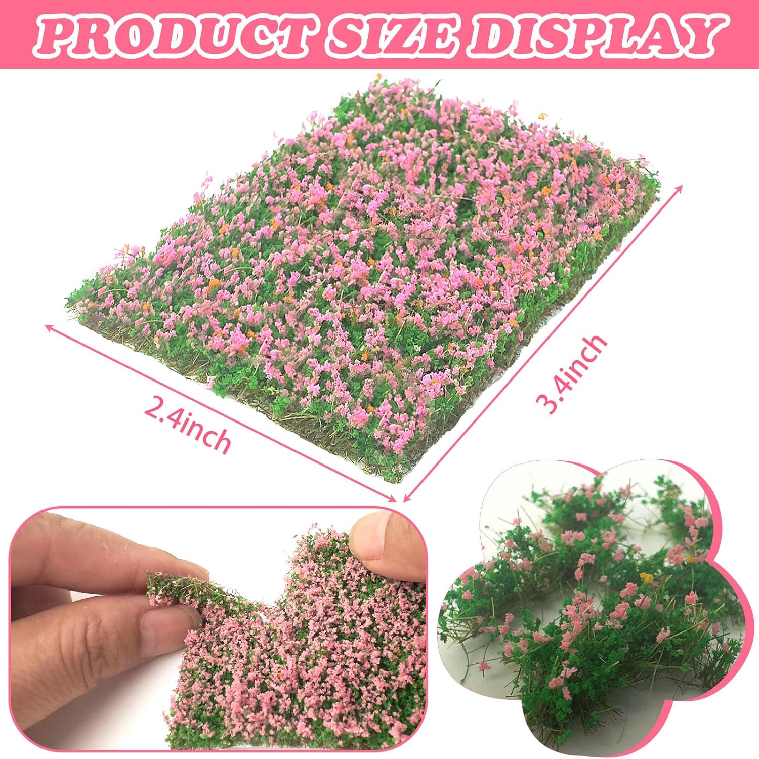 Warmtree Hand Torn Model Grass Tufts Flower Cluster for Miniature Scenery Applicable for N & HO Scale for Train Layouts Diorama Supplies and Architectural Models (Sakura Pink)