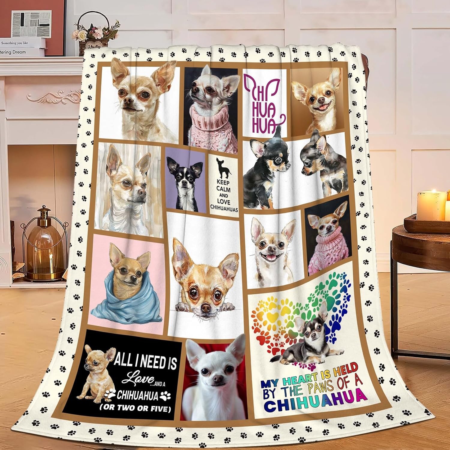 Chihuahua Blanket Chihuahua Dog Throw Blanket Gifts for Girls Women Kids Boys Adults Men Super Soft Cozy Plush Fluffy Fuzzy Fleece Blanket Home Decor 40''X50''