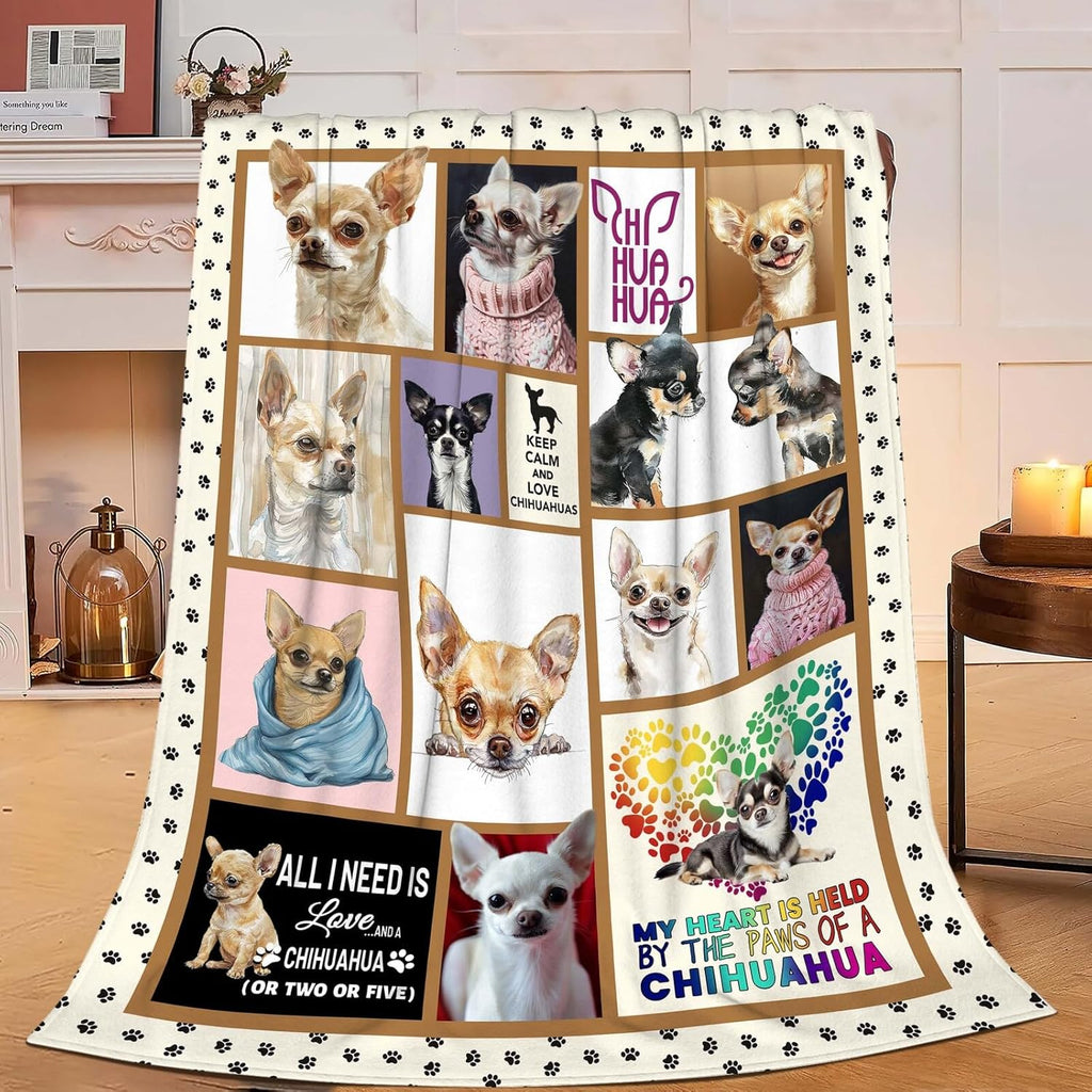 Chihuahua Blanket Chihuahua Dog Throw Blanket Gifts for Girls Women Kids Boys Adults Men Super Soft Cozy Plush Fluffy Fuzzy Fleece Blanket Home Decor 60''X80''