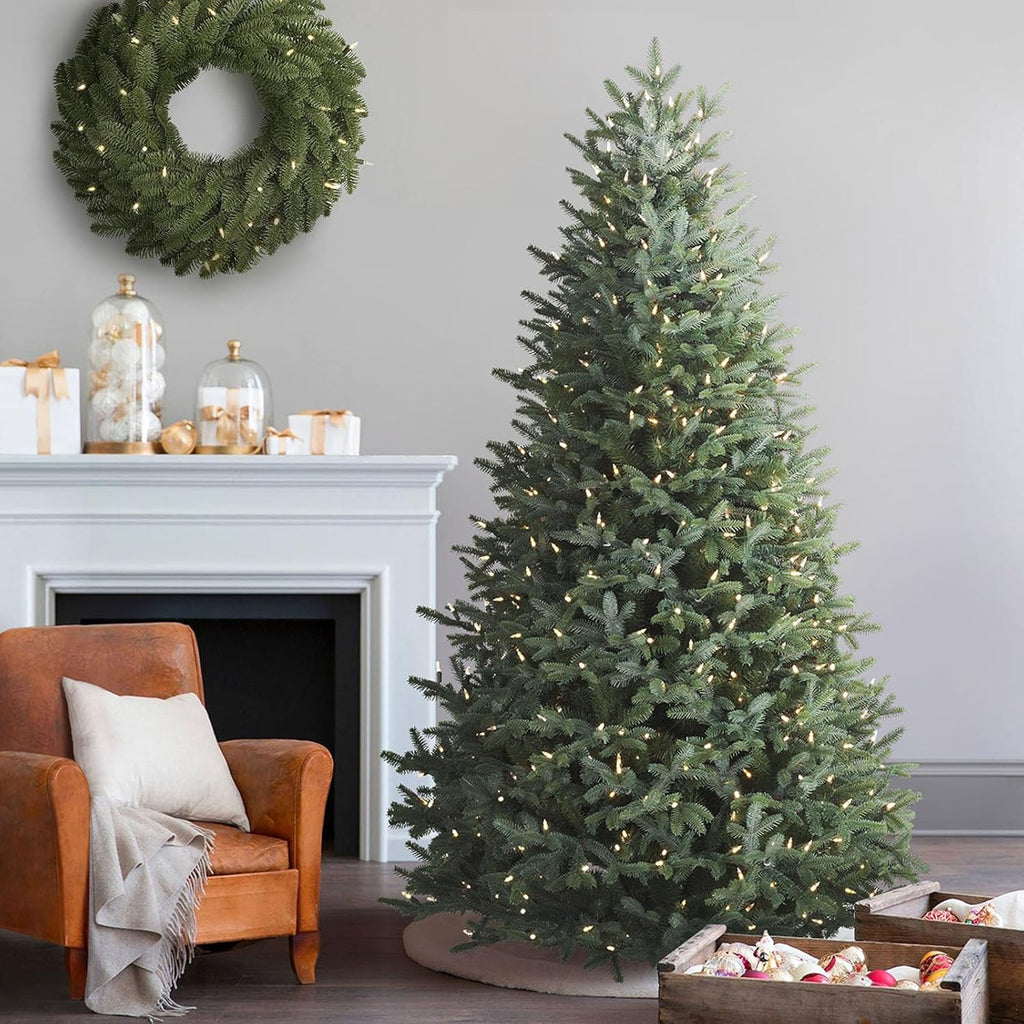 Balsam Hill European Silver Fir - Elegant Artificial Christmas Tree with True Needle Foliage Available Unlit or with LED Clear Lights, LED Clear, 7'