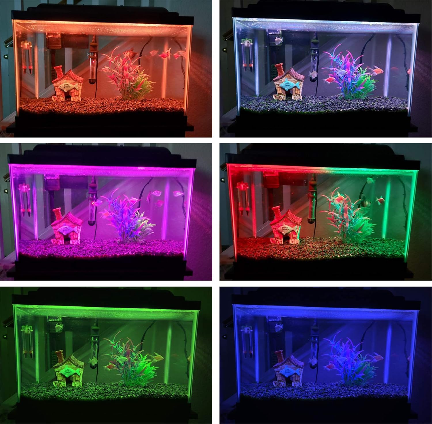 Fish Tank Lights, LED Aquarium Lights RGB Waterproof Color Changing Adjustable Memory Submersible Remote Control Underwater Aquarium Tank Hood Strip Lamp Waterfall Lights, 11 inch