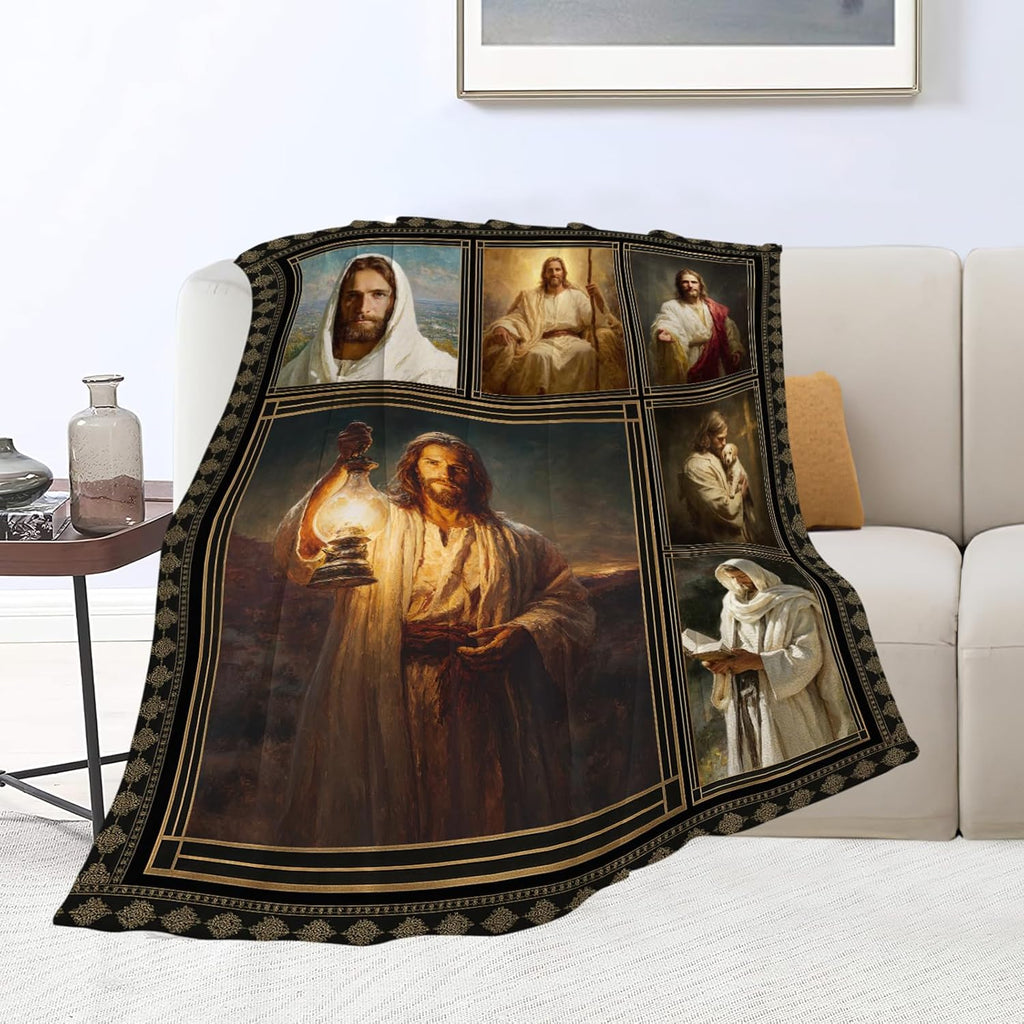 Christian Jesus Blanket Religious Catholic Jesus Throw Blankets Gifts for Girls Boys Kids Soft Cozy Fleece Plush for Couch Sofa Bed 50"x40"
