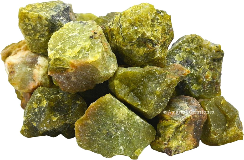 Amazing Gemstone Green Opal Raw Crystals and Healing Stones, Natural Rocks for Tumbling and DIY Raw Stones and Crystals (1 lb)