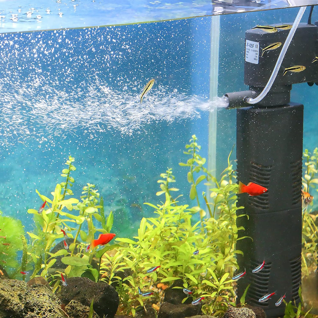 TARARIUM Fish Tank Filter Small Pond Filter for 100-200 Gal. Tank Crystal 420GPH Biochemical Filtration Powerful Submersible Water Pump Large Aquarium Accessories Air Supply