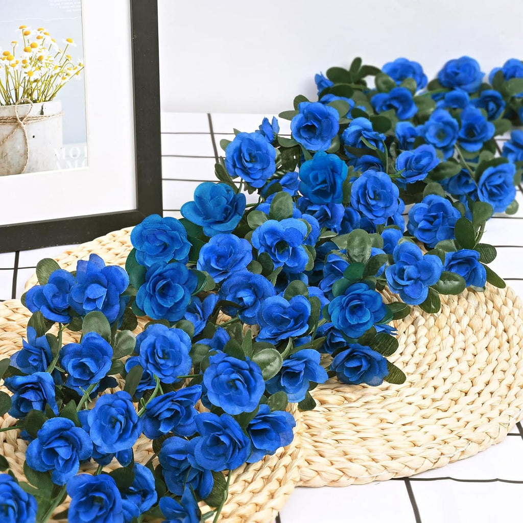 BLEUM CADE 12Pcs 98.4Ft Flower Garland Artificial Rose Vines for Bedroom, Cute Fake Hanging Flower Vines Floral Garland Decorations for Wedding Party Wall Room Decor Aesthetic