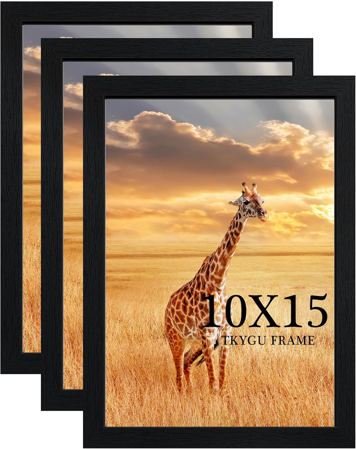 10x15 Picture Frame Set of 3, Black Wooden Frame 10x15 Wall Gallery Poster Photo frame with Durable Shatter Resistant Plexiglass for Wall Mounting Family -friend- wedding best gift