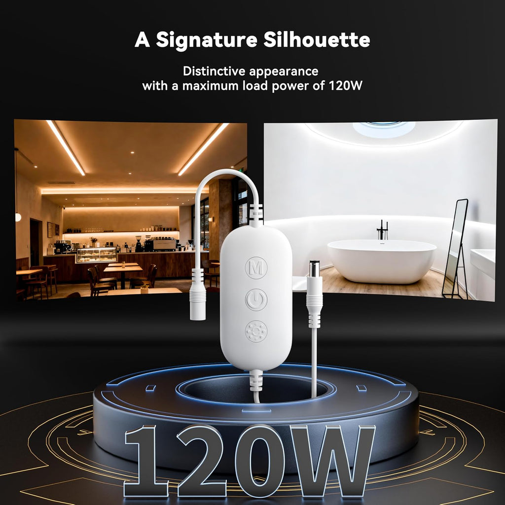PAUTIX RF WiFi Smart Remote Dimmer for Single Color LED Strip Lights,Compatible with Alexa and Google,14-Key Wireless Remote,DC 12-24V Controller for 3528/2835/5050/COB LED Strip Light