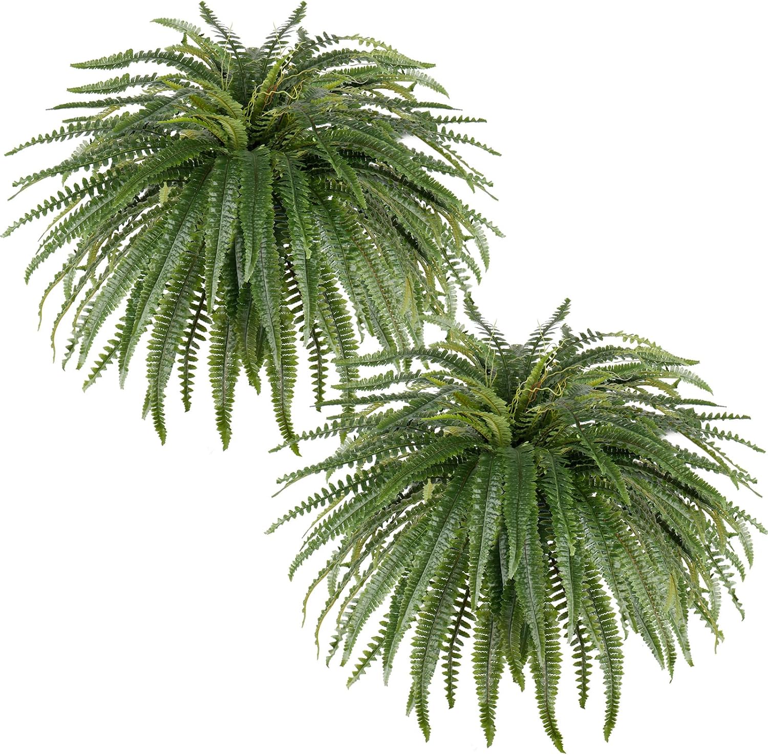 46" Artificial Fern Plants, Set of 2 Large Fake Ferns for Outdoors Indoor, Realistic Faux Boston Fern Bush with 71Fronds Each for Planter, Garden, Porch, Home Décor
