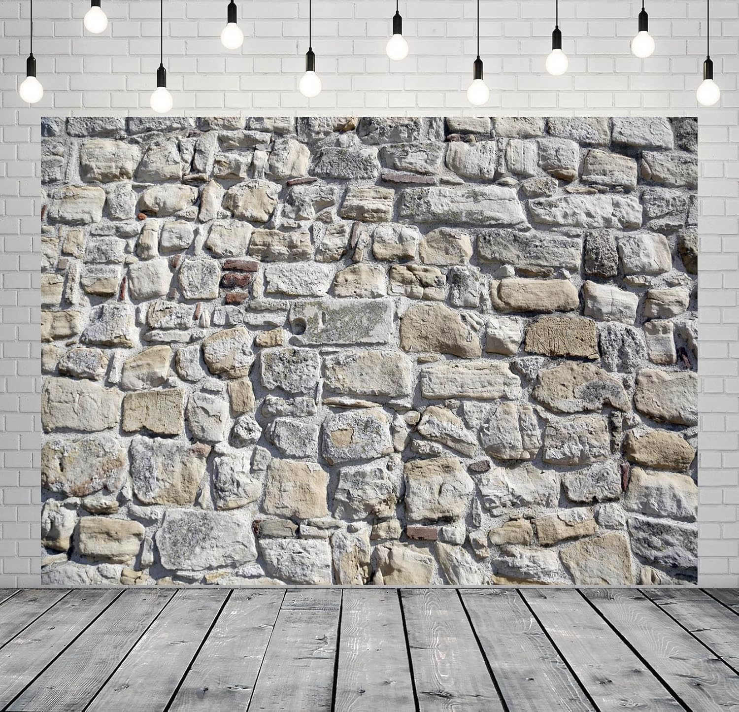 BELECO 15x10ft Fabric Vintage Brick Stone Wall Backdrop for Photography Ancient Rock Wall Textured Brick Stone Background Wallpaper Party Decorations Studio Booth Photo Props