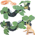 kathson 2 PCS Reptile Corner Branch Resin Snake Climbing Accessories with Leaves Terrarium Plant Decoration with Suction Cup for Bearded Dragon Lizard Frog Gecko Spider Climbing 7.8 x 3.1 x 1.4 inches