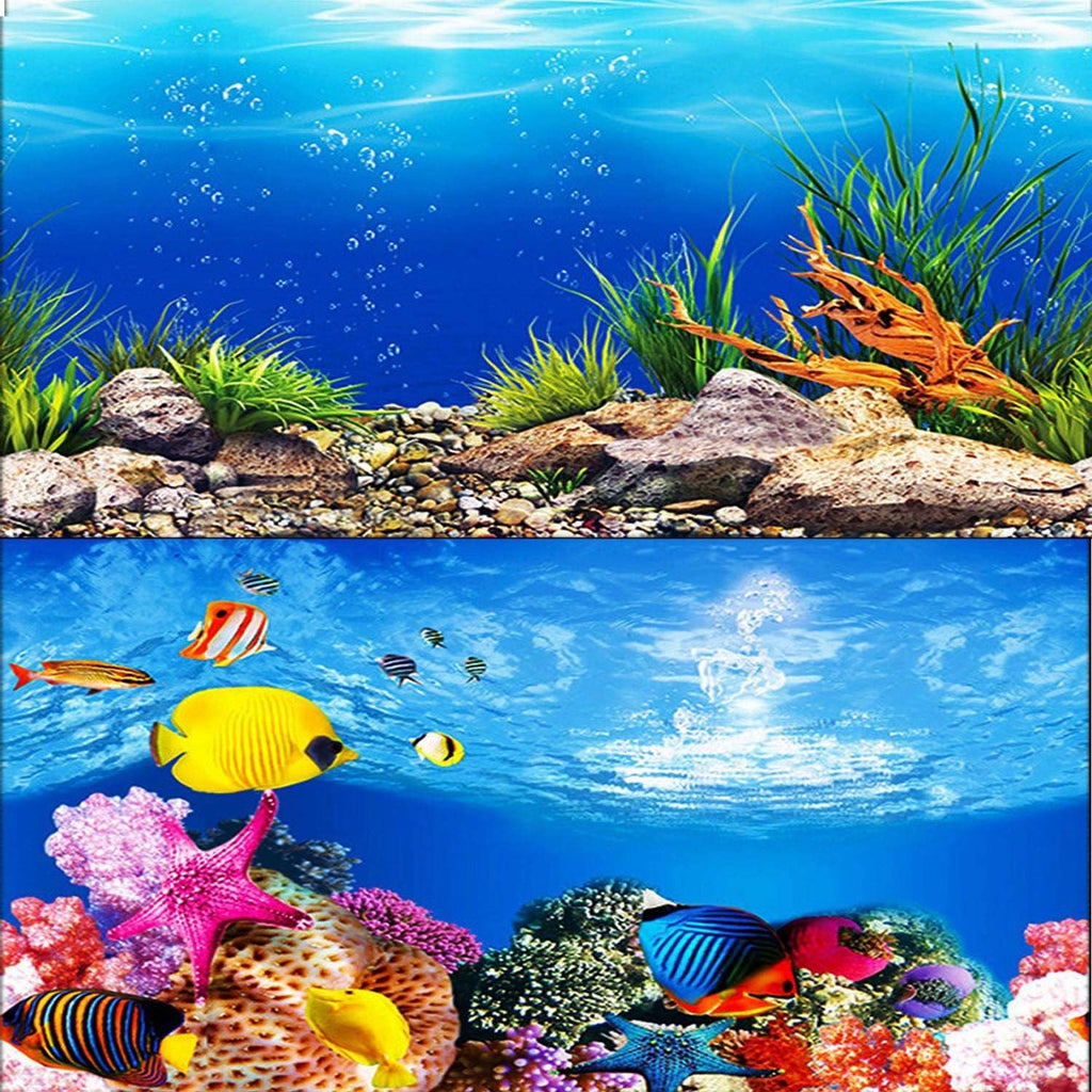 ELEBOX New 20" x 48" Fish Tank Background Paper Wallpaper 2 Sided Colorful Seaweed Water Plants Aquarium Background HD Poster Decorations