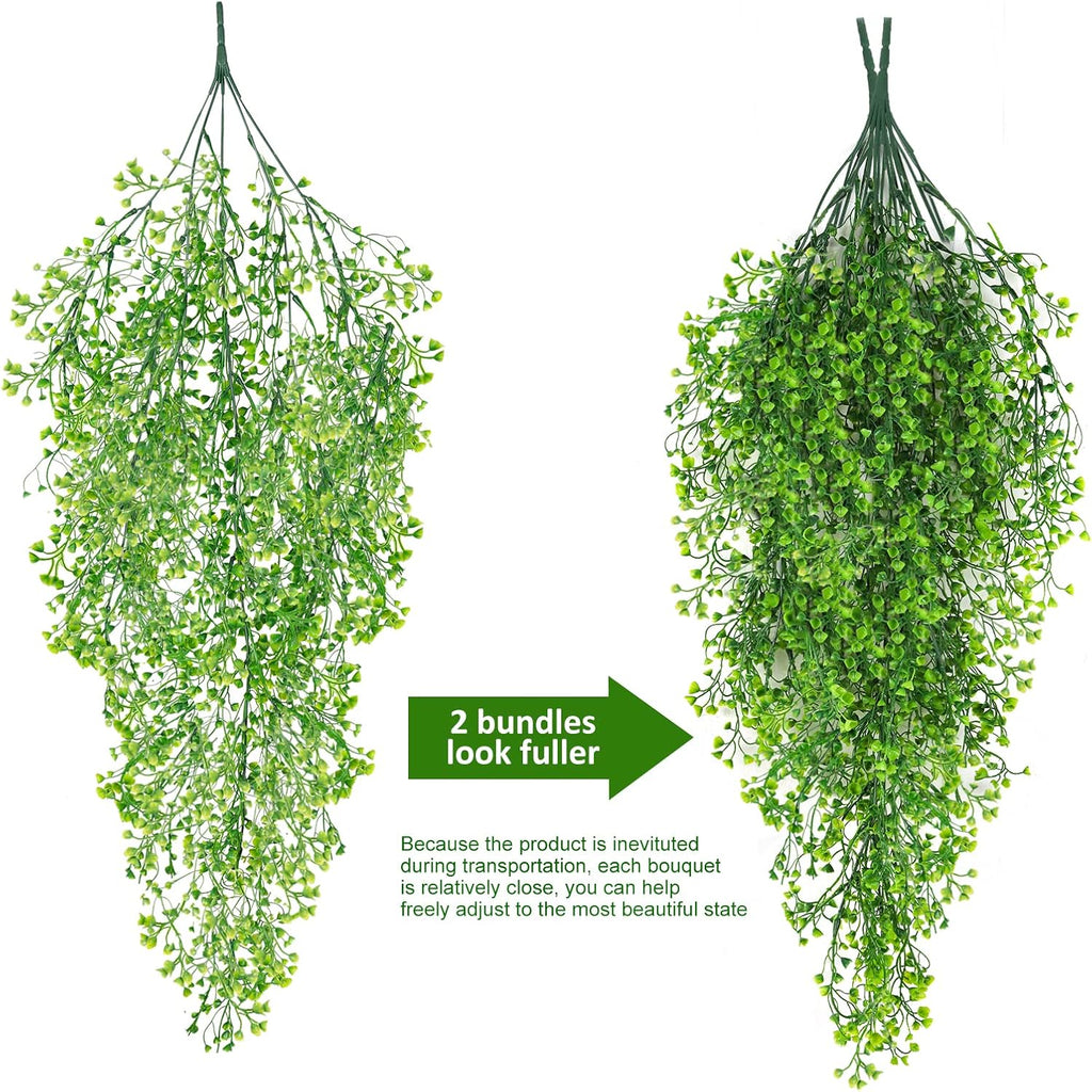 RECUTMS 4 Pcs Fake Hanging Plants Artificial Plants & Flowers Plants for Bedroom Decor Hanging Plants Artificial Decor Fake Vines Outdoor Decor （Green）