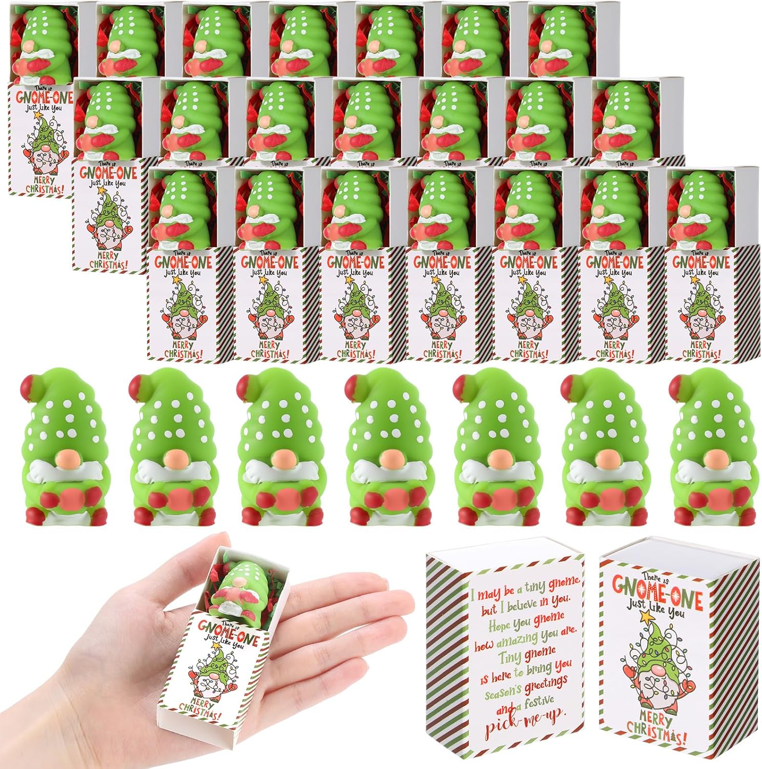 Wettarn 36 Sets Christmas Positive Gifts Gnome Stress Balls with Support Gift Boxes Bulk Merry Christmas Party Favors for Employee Coworker Friends Office Relief Toys Stocking Stuffers