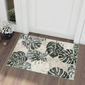 Wonnitar 2x3 Leaf Entryway Rug, Washable Small Indoor Rug for Front Door Entry, Non-Slip Tropical Monstera Kitchen Carpet Soft Low Pile Bath Mats for Bedroom Bathroom, Dark Jungle Green