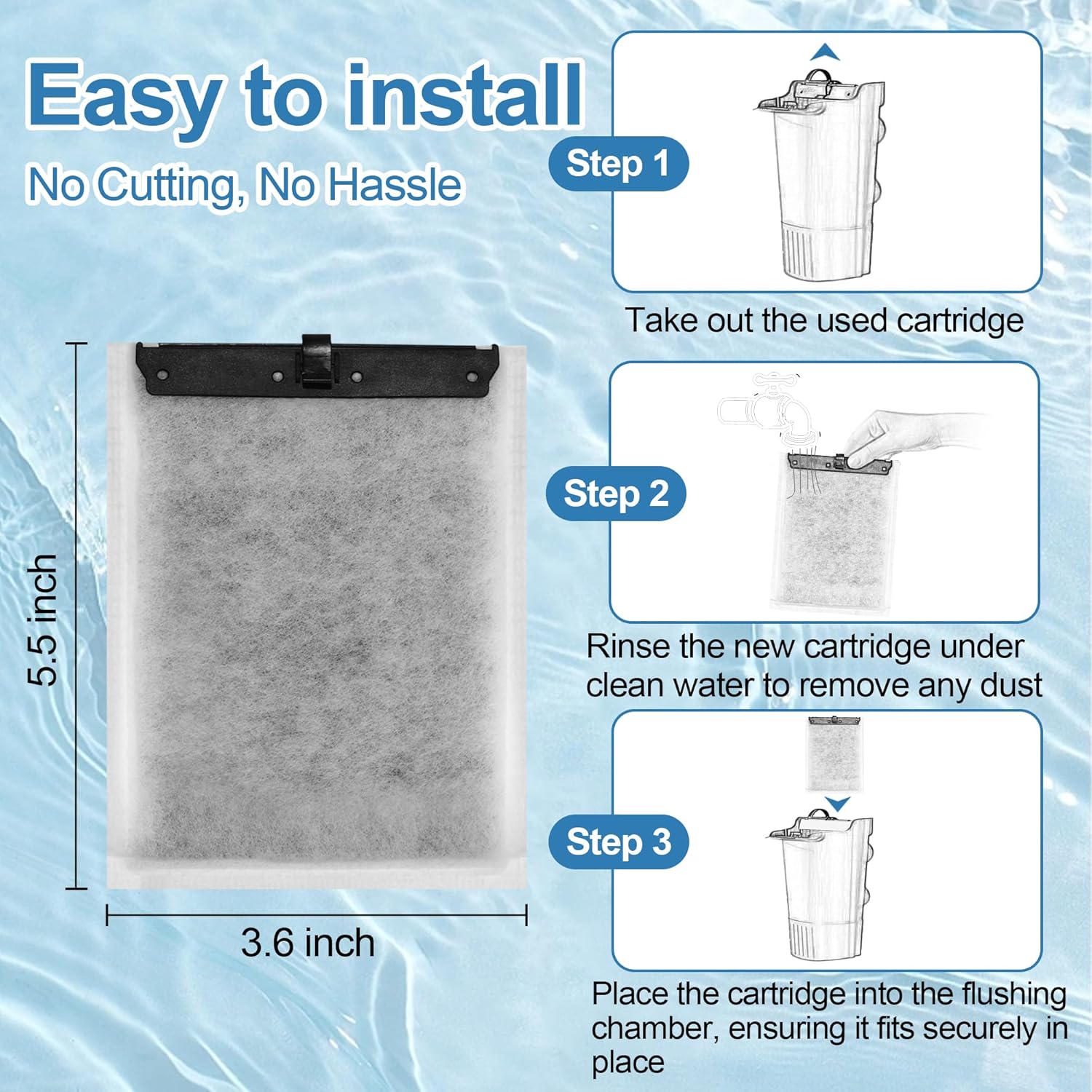 Nebulist 8 Pack Large Aquarium Filter Cartridges Compatible with Tetra Whisper Filters IQ 20/30/45/60, Whisper 20i/40i, Whisper PF20/30/40/60