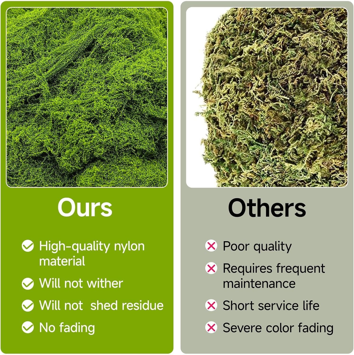 Aspamms Fake Green Moss for Potted Plants Indoor, 7oz Artificial Moss for Crafts, Faux Moss Decor for Fairy Garden, DIY Decorative, Model Making, Walls, Glass Containers, Home