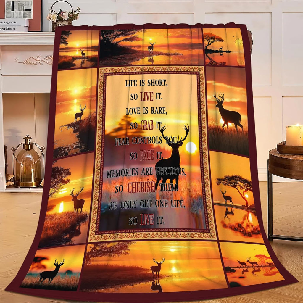 Deer Throw Blanket Deer Elk Stuff Gifts for Kids Girls Boys Adults Women Men Soft Cozy Warm Plush Fluffy Fuzzy Fleece Blanket Decor 40''X50''