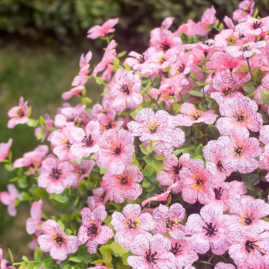 Pink Artificial Outdoor Flowers 12 Bundles Vibrant Wild Flowers Silk Daisy Faux Floral Plants Arrangements for Porch, Yard, or Flower Bed Decor (Pink Daisy)