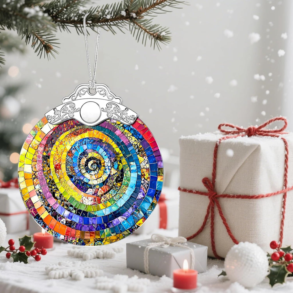 Christmas Ornaments, Christmas Decorations for Tree, Keepsake Ornaments, Holiday Ornament, Holiday & Xmas Gifts, Gifts for Art Lovers & Color Lovers - Rainbow Spiral-Theme