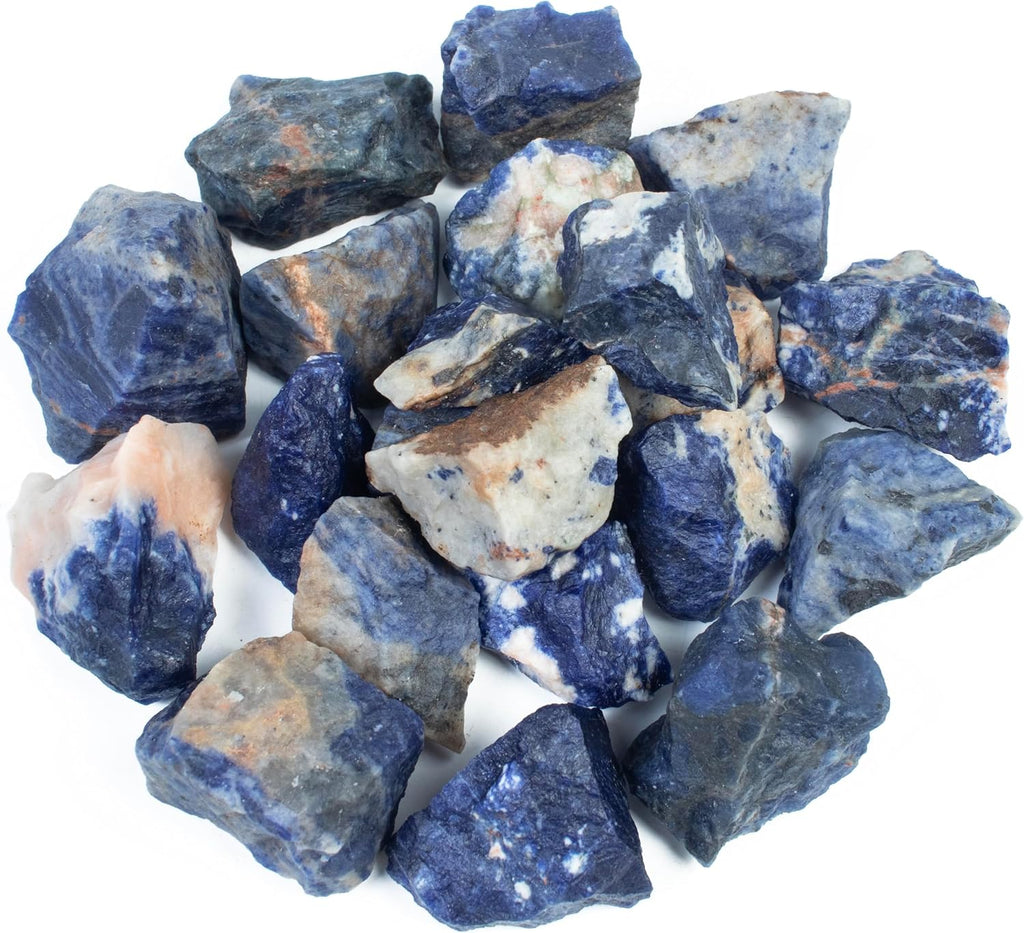 Crocon 1LB Sodalite Rough Bulk Natural Stone Raw Gemstone Tumbling Cabbing Polishing Mining Chakra Balancing Reiki and Crystal Healing Good Luck Home Office Decor