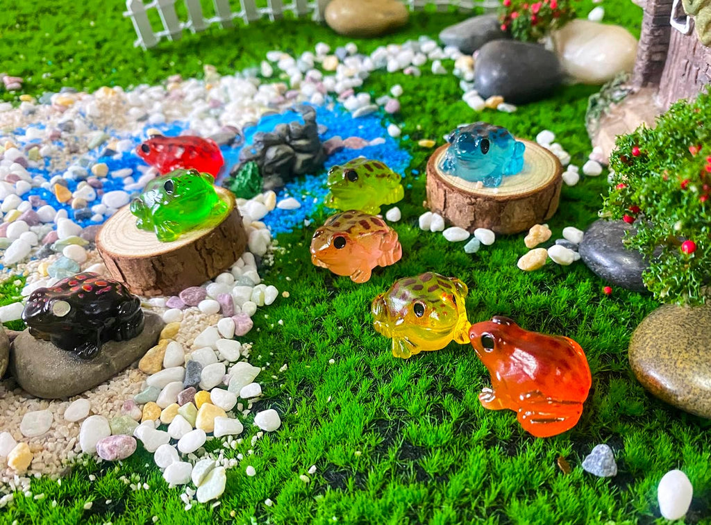 40 Pieces Resin Mini Frogs Luminous Mini Animals 10 Colors Tiny Animals for Crafts Dollhouse Fairy Garden Micro Moss Landscape Aquarium Potted Plant Decor (Frog2)