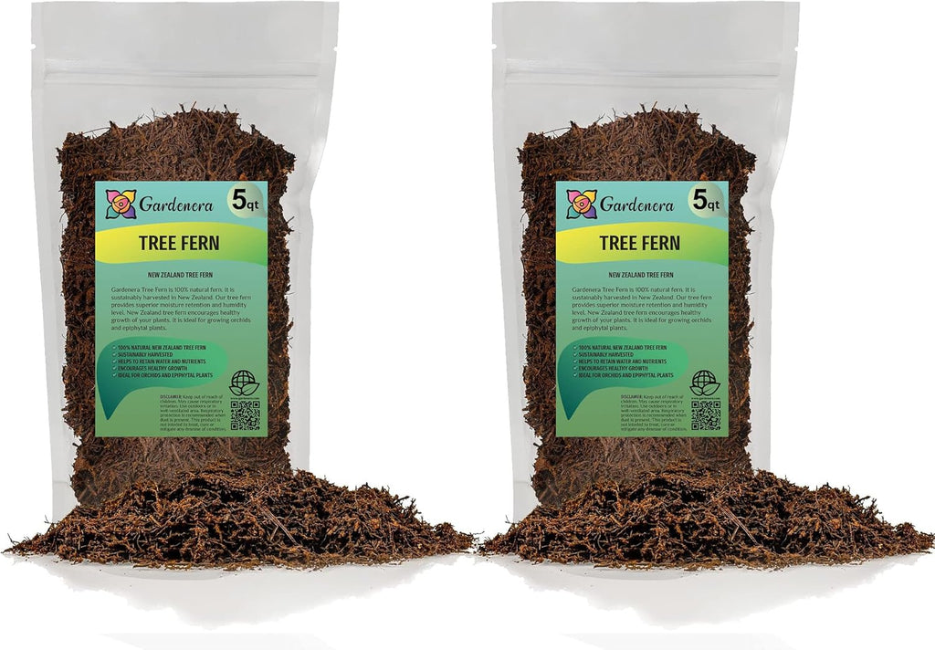 GARDENERA's Premium New Zealand Tree Fern - 10 Quart - Growing Medium for Orchids and Epiphytes | Provides Optimal Drainage and Aeration (2 Bags of 5 Quart)