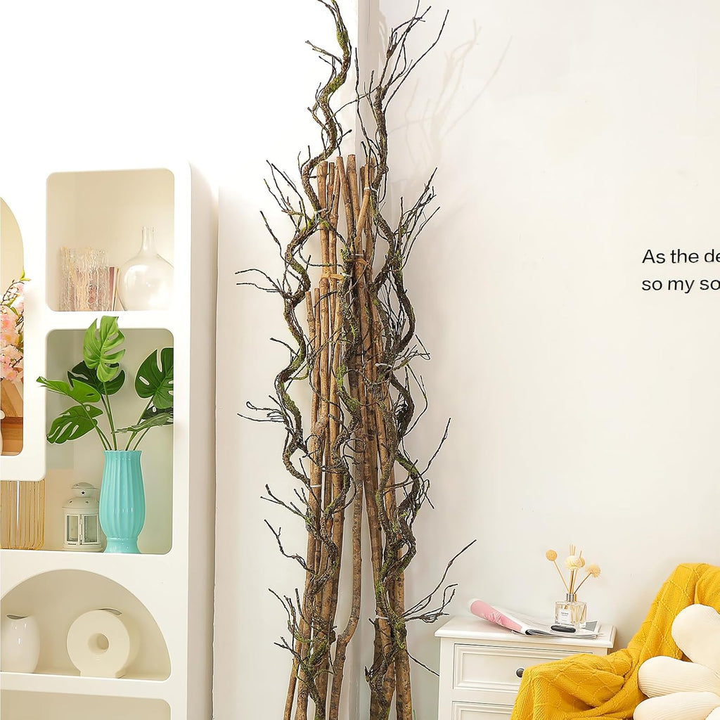 180cm/70.86in Bendable Artificial Tree Branches Vines Greenery Garland Rattan Fake Plants Twigs for Wall Hanging Moss Room Outdoor Wedding Archway Patio Jungle Christmas Front Door Mantel Decoration