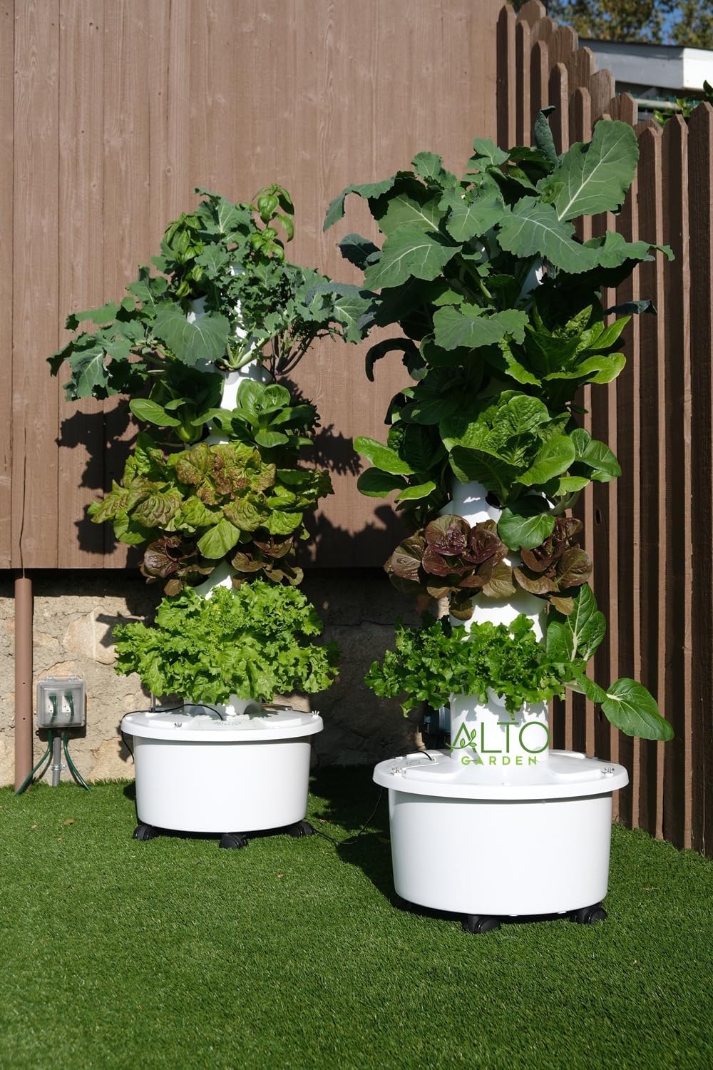 GX Hydroponic Tower | Vertical Planter Tower | Hydroponics Growing System Kit | Food Grade with 24 Net Pots (with LED Grow Lights)