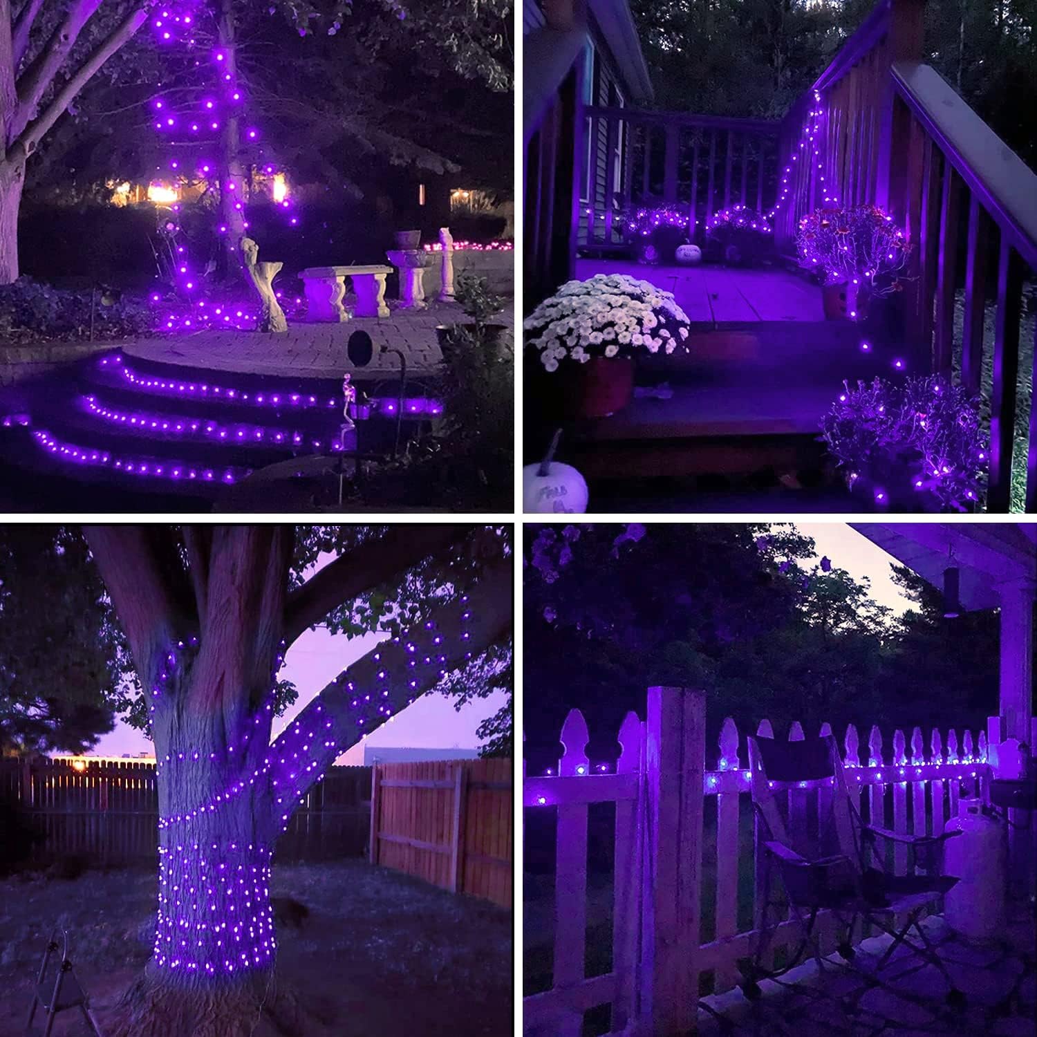 JMEXSUSS 2 Pack Christmas Fairy Lights Battery Operated, Total 400 LED 132ft Purple Christmas String Lights Indoor with Remote, 8 Modes Copper Wire Twinkle Lights for Bedroom Wall Tree Decor