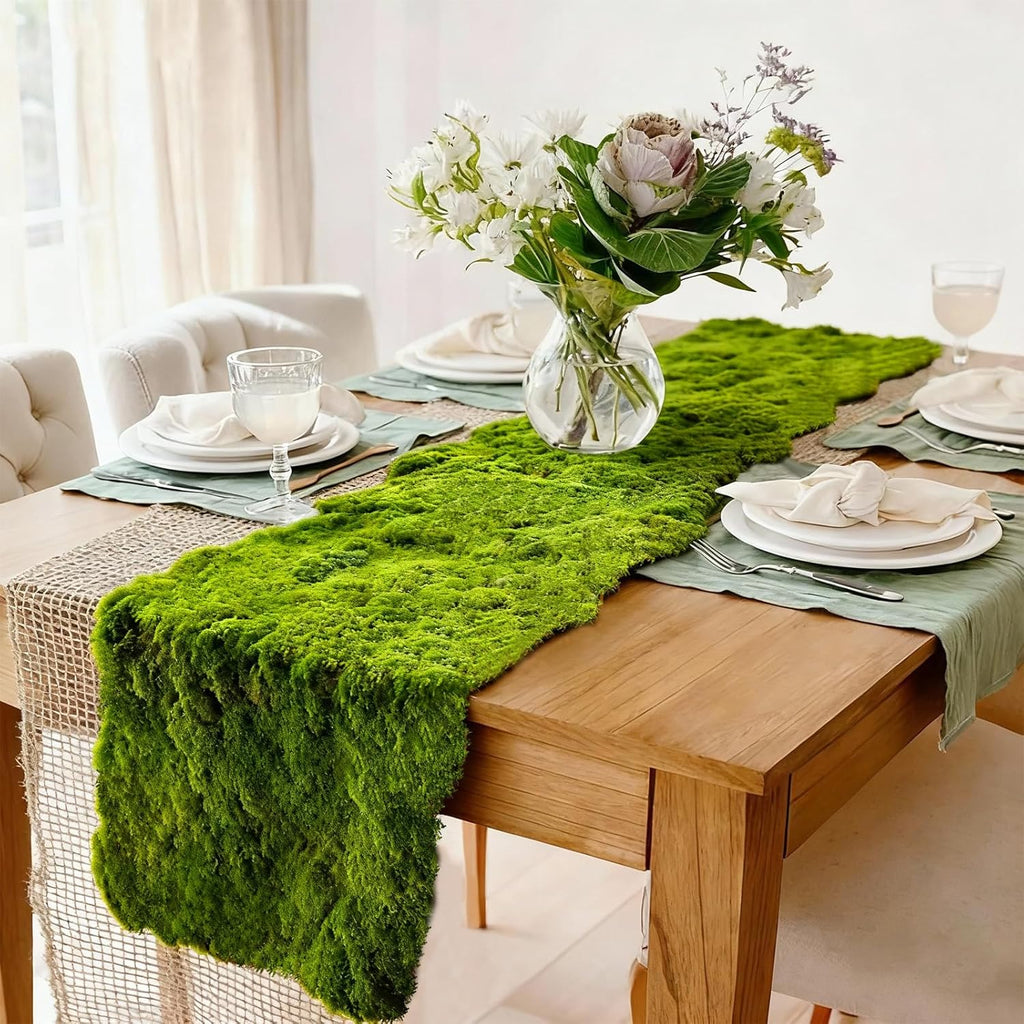 Artificial Green Moss Mat for Decoration Carpet Grass Wall, 19.68 * 39.37 inch Natural Decorative for Plants Indoor with Base Fabric, Preserved Moss Mat for Wedding, Floral DIY