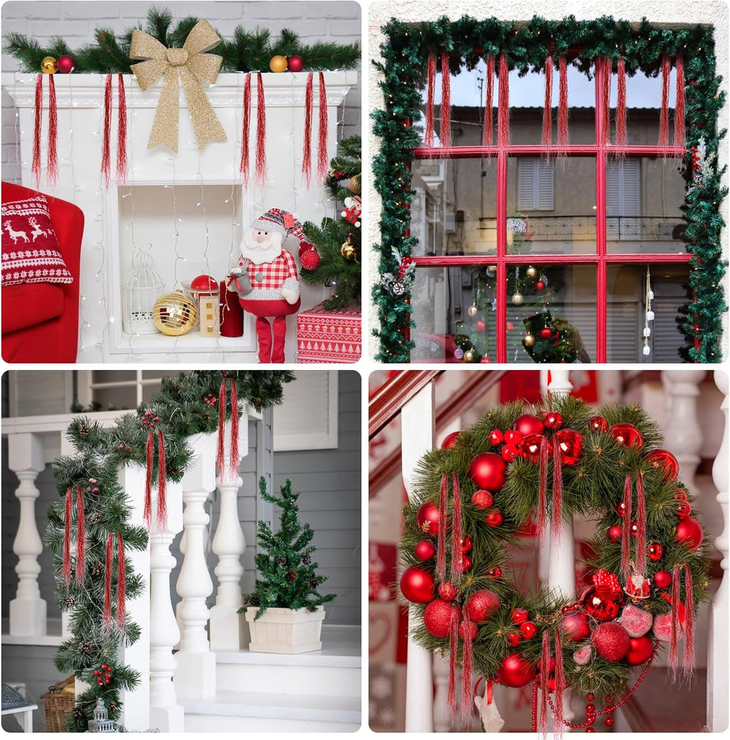 3000pcs Christmas Icicle Tinsel,18in Red Foil Fringe Tinsel Strand Icicle Tinsel Christmas Tree Tinsel for Christmas Holiday Decor Birthday Supplies