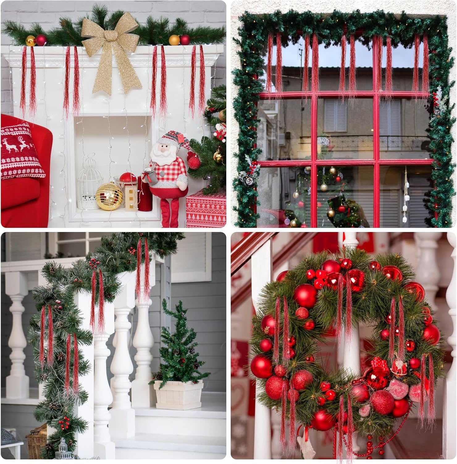 3000pcs Christmas Icicle Tinsel,18in Red Foil Fringe Tinsel Strand Icicle Tinsel Christmas Tree Tinsel for Christmas Holiday Decor Birthday Supplies