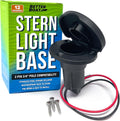 Boat Stern Light Base, Navigation and Anchor Light Base Socket, 2-Pin Plug for Stern Lights, Angled Slot Design for Boats