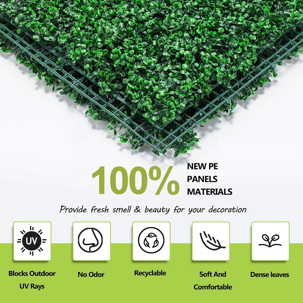 AOKIE 10"X10" Artificial Grass Wall, 12Pcs Boxwood Hedge Wall Panels UV-Anti Grass Backdrop Wall Decor, Greenery Privacy Hedge Screen for Indoor Outdoor Patio Balcony, Party Garden Fence (8.4 sq ft)