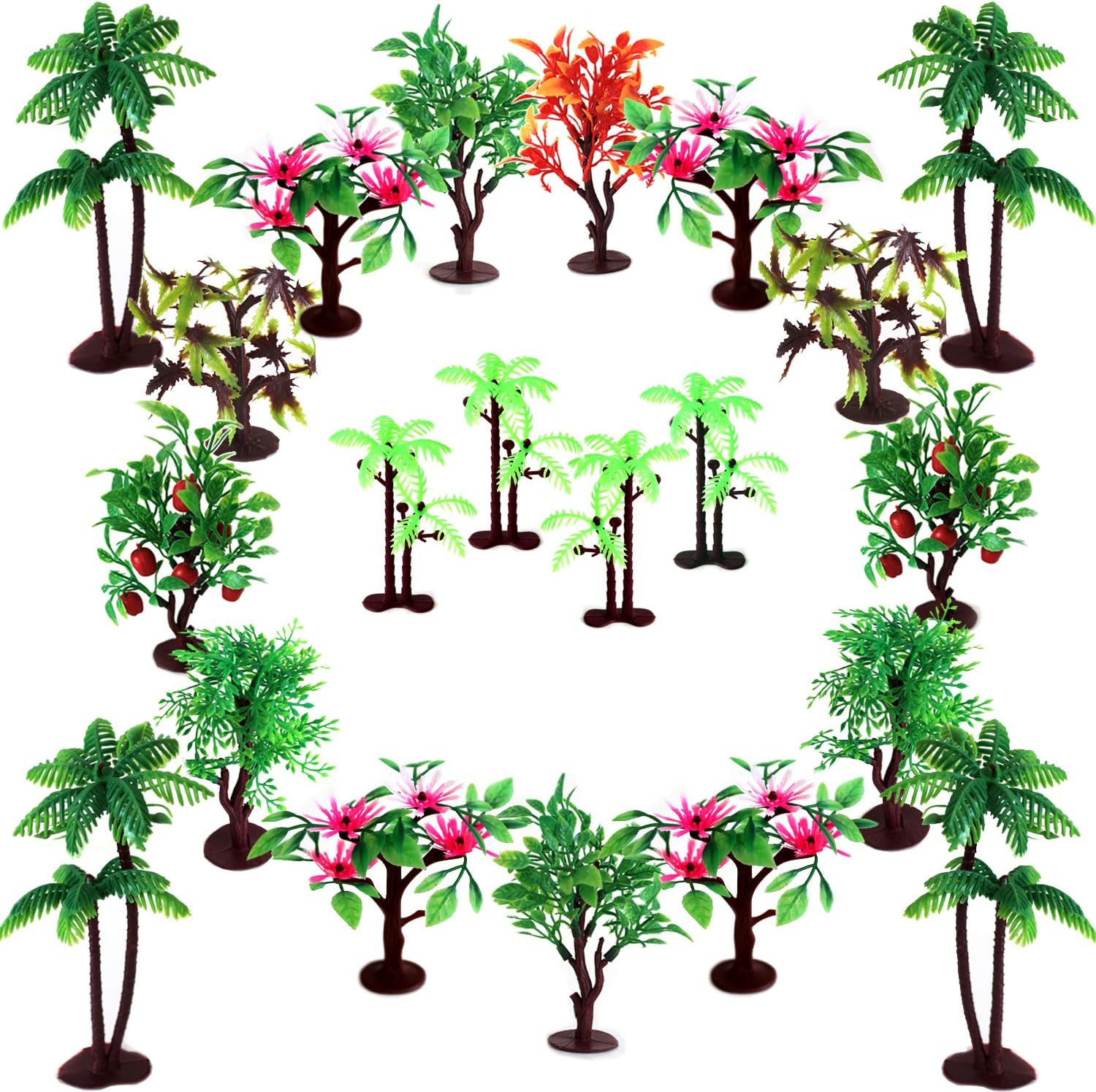 Upgrade Trees Cake Decorations, OrgMemory Model Trees with Bases, (19pcs, 3"-5.5"/7.5-14 cm), Ho Scale Trees, Diorama Supplies for Crafts or Cake Decorations