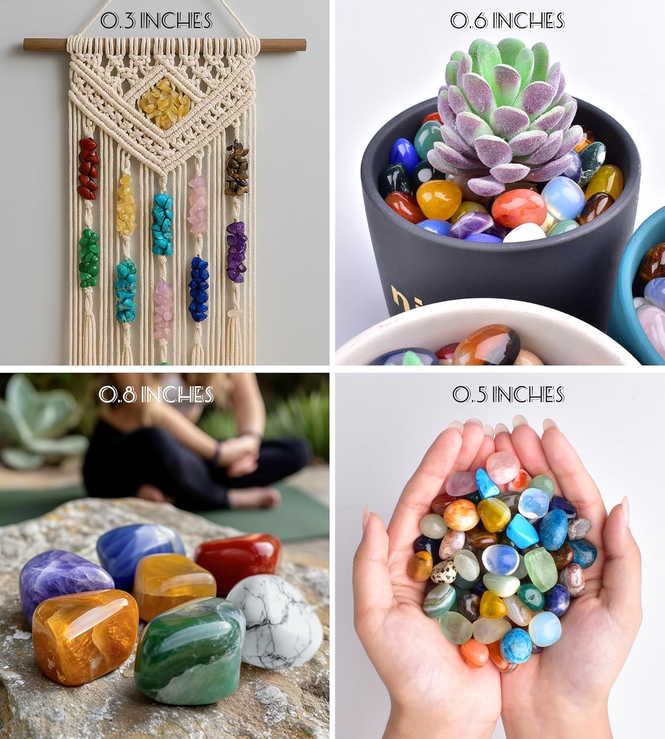 36 Varieties Healing Crystals & Stones Bulk Set – 2.5 lbs, 0.6" Natural Polished & Tumbled Gemstones Collection and Decorative Rocks for Chakra, Meditation, Reiki, Witchcraft, Crafts