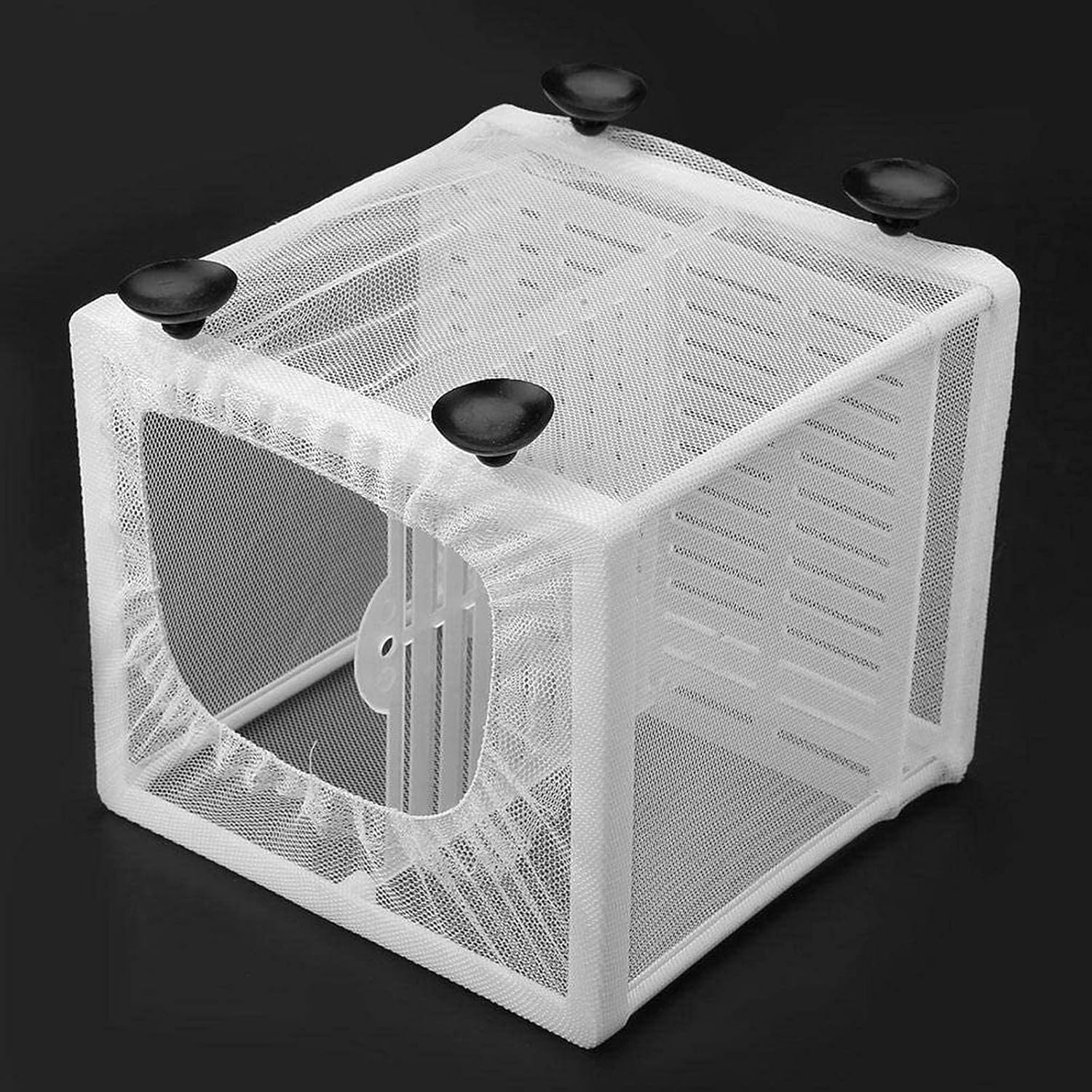 Still Awake Aquarium Fish Breeder Box, Hatching Box, Juvenile Fish Spawning Incubator, Water Isolation Net Hatcher, Nylon Mesh Fish Fry Hatchery Breeder Box Separation Net（White 3 Rooms S）
