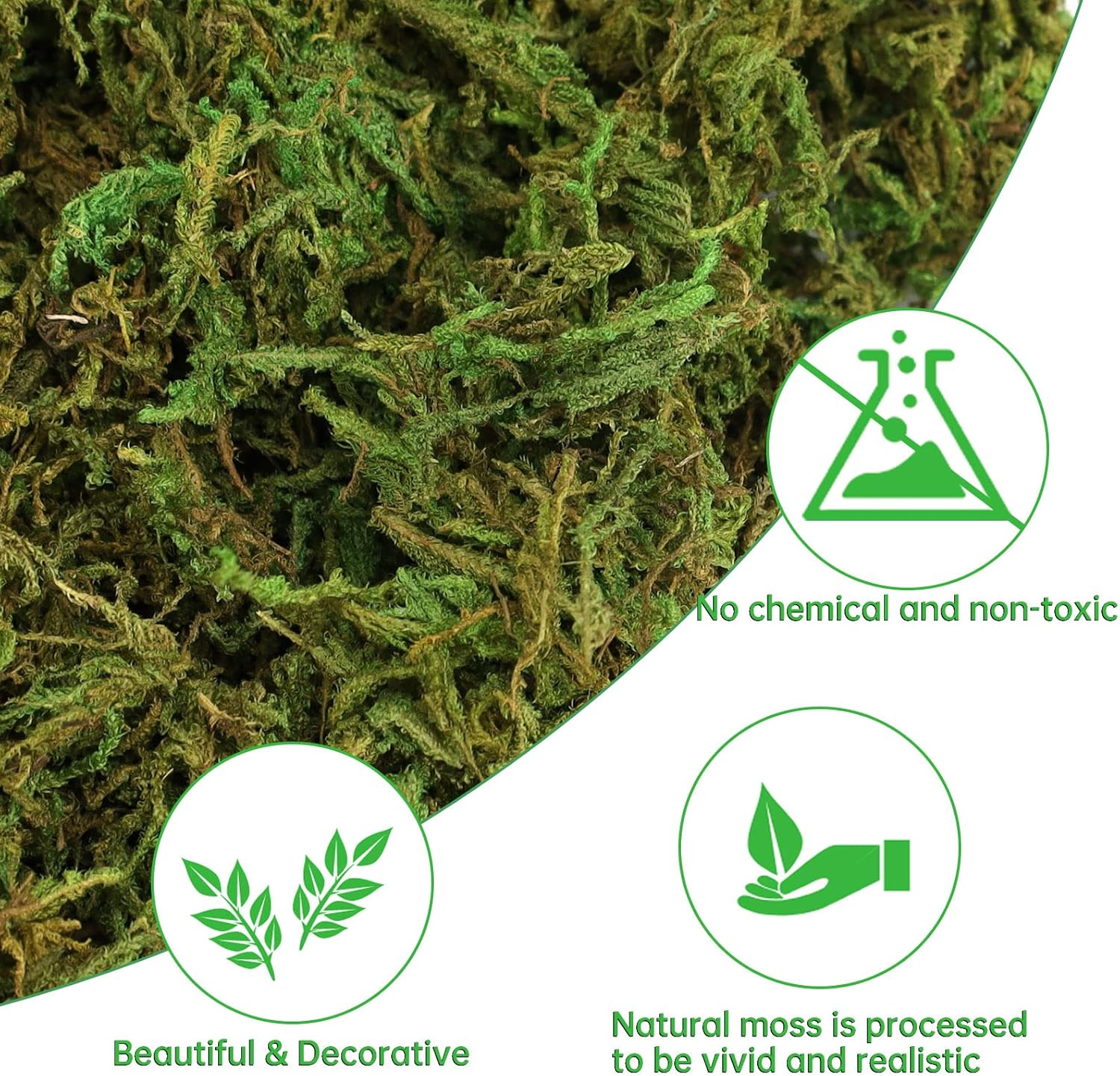 YUNVI 35 OZ Large Capacity Artificial Moss for Potted Plants,Natural Fake Moss Grass for Plants Indoor,Craft and Greenery Bulk for Hamsters(Fresh Green)