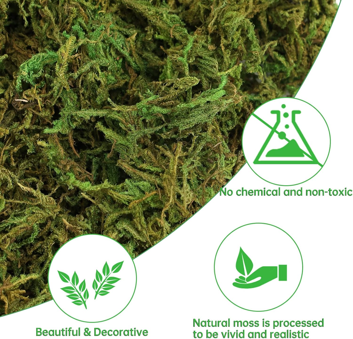 YUNVI 10.5 OZ Large Capacity Artificial Moss for Potted Plants,Natural Fake Moss Grass for Plants Indoor,Craft and Greenery Bulk for Hamsters(Fresh Green)