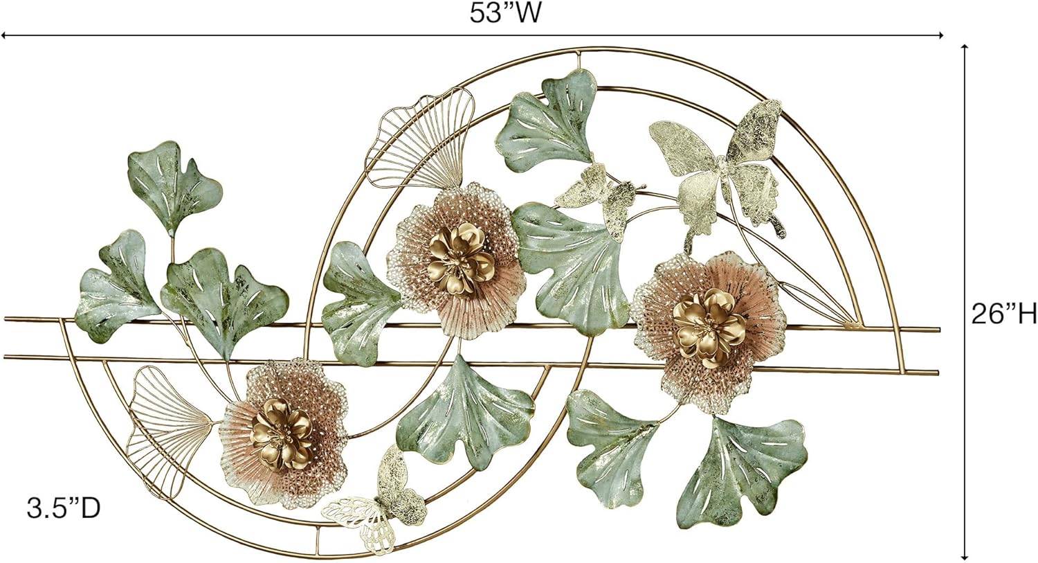 Touch of Class Zen Blossoms Flower Metal Wall Art Sculpture | Floral Style Hanging Decor for Bedroom, Living Room, Bathroom, Hallway, Foyer | Botanical Artwork