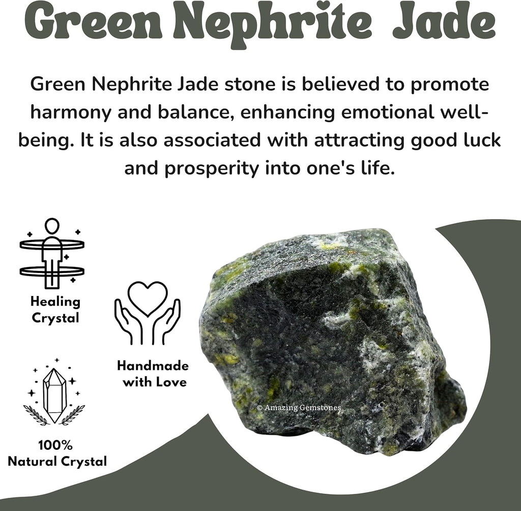 Amazing Gemstone Green Jade Raw Crystals and Healing Stones, Natural Rocks for Tumbling and DIY Raw Stones and Crystals (1 lb)