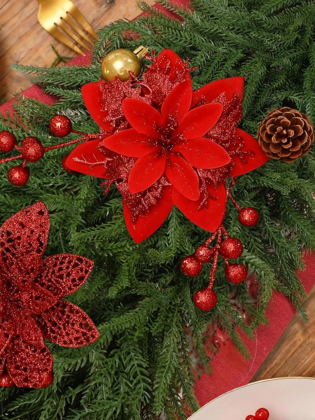 2 Pack Norfolk Pine Garlands 6FT Christmas Garland for Mantle Lush Realistic Artificial Greenery Garland for Fireplace, Stair, Wall, Table Centerpieces, Home Christmas Decor
