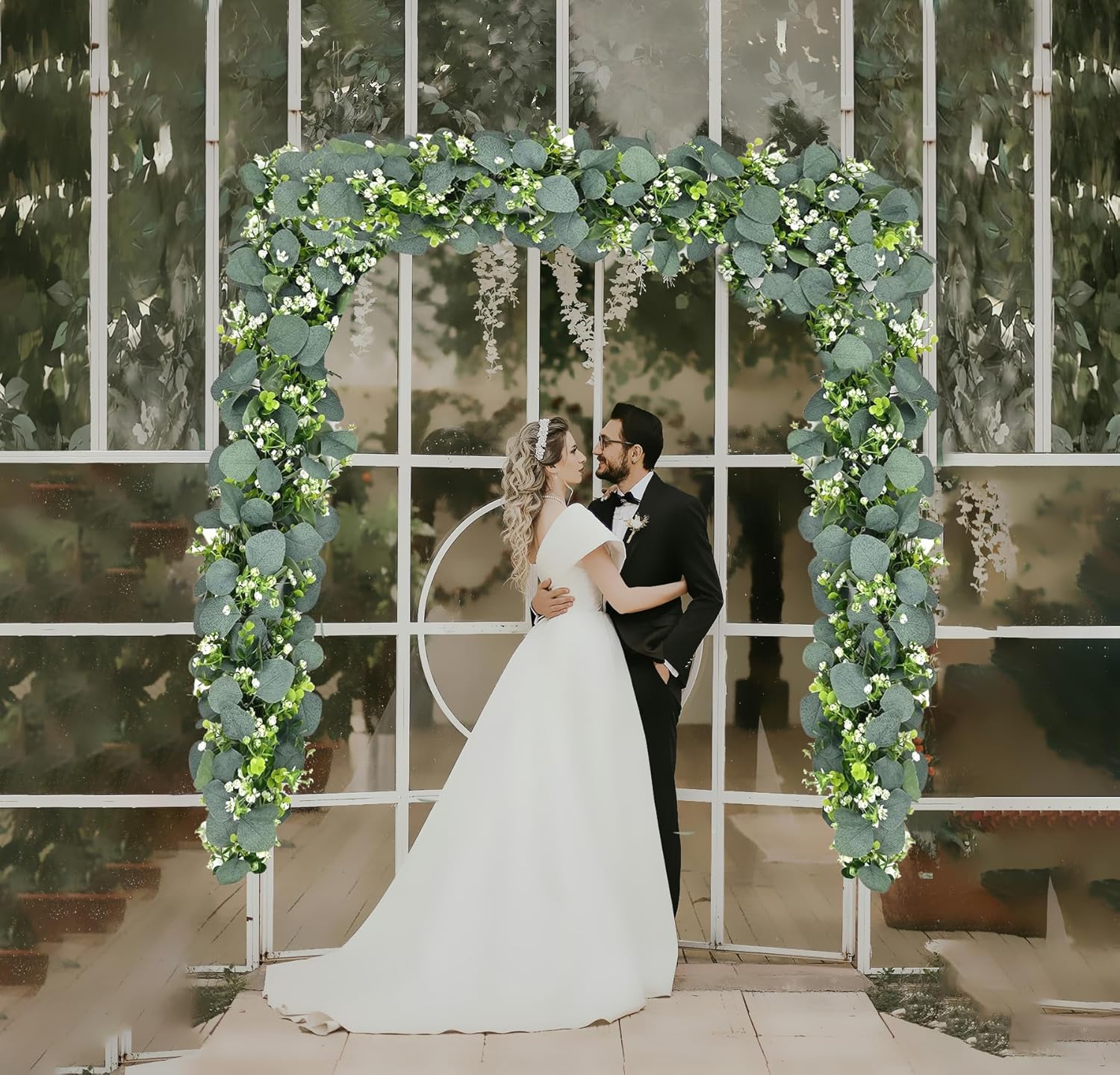 Eucalyptus Garland 6FT Artificial Ivy Greenery Fake Silver Dollar Eucalyptus Leaves Vines Table Decor Green Vine Spring Artificial Vines for Home Mantle Party Decor Indoor/Outdoor (2)